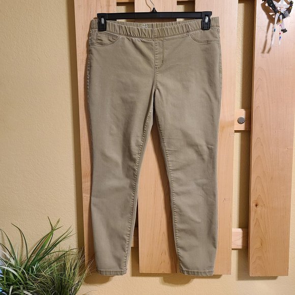 St. John's Bay Womens Pull on Ankle Jeans Skinny Leg Elastic Waist Tan Size 12 - Picture 3 of 8